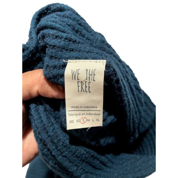Free People Flowy Sweater Kitty Thermal Rib Mock Neck Top Teal Green Small | S1 - Picture 3 of 6
